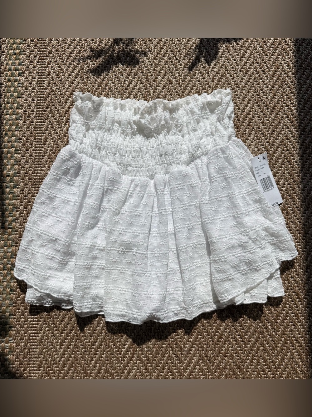 Moa Moa White Ruched Ruffle Skirt